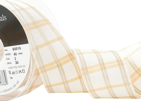 R9162 40mm Natural Regal Tartan Check Ribbon by Berisfords