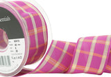 R9163 40mm Fuchsia Pink Regal Tartan Check Ribbon by Berisfords