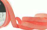 R9192 16mm Orange and White Herringbone Woven Jacquard Ribbon