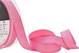 R9193 16mm Shocking Pink and White Herringbone Woven Jacquard Ribbon