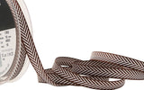 R9210 10mm Brown Herringbone Woven Jacquard Ribbon, Berisfords