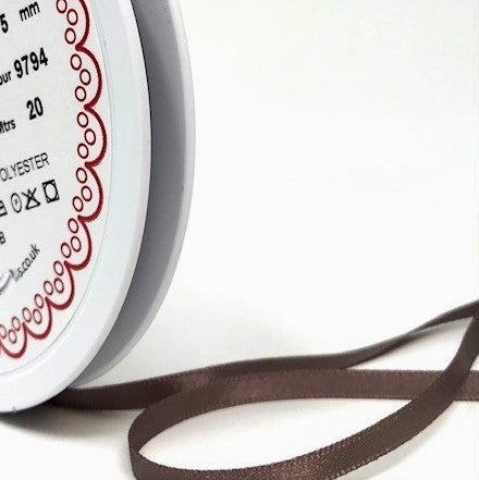 R9214 5mm Taupe Double Face Satin Ribbon by Berisfords
