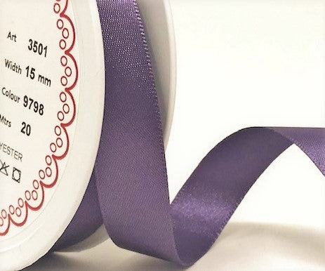 R9298 15mm Mulberry Double Face Satin Ribbon by Berisfords
