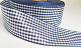 R9380 40mm Navy-White Polyester Gingham Ribbon by Berisfords
