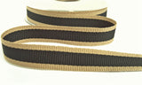 R9386 15mm Black and Oatmeal Stripe Hopsack Ribbon by Berisfords
