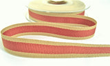 R9387 15mm Dusky Pink-Oatmeal Stripe Hopsack Ribbon by Berisfords