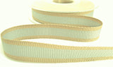 R9390 15mm Light Grey-Oatmeal Stripe Hopsack Ribbon by Berisfords