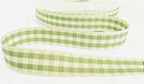 R9398 15mm Cloudy Green-Ivory Rustic Gingham Ribbon by Berisfords