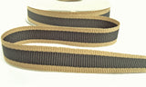 R9407 15mm Dark Grey-Oatmeal Stripe Hopsack Ribbon by Berisfords