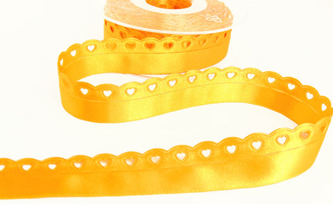 R9416 24mm Gold Yellow Satin Love Lace Heart Ribbon by Berisfords