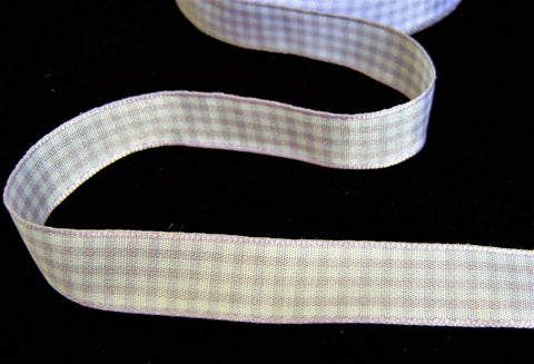 R9433 15mm Orchid-White Polyester Gingham Ribbon by Berisfords