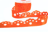 R9439 32mm Fluorescent Orange Satin Scatter Star Ribbon by Berisfords