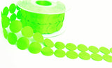 R9449 40mm Fluorescent Green Satin Laser Cut Circles Ribbon, Berisfords