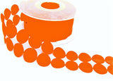 R9450 40mm Fluorescent Orange Satin Laser Cut Circles Ribbon, Berisfords