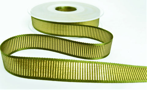 R9461 16mm Cypress Green-Gold Metallic Grosgrain Ribbon, Berisfords