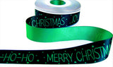 R9472 25mm Green-Black Satin MERRY CHRISTMAS Ribbon, Berisfords