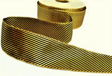 R9473 39mm Black and Metallic Gold Lurex Diagonal Striped Ribbon