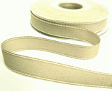 R9480 15mm Oatmeal-White Stitch Edge Denim Type Ribbon, Berisfords