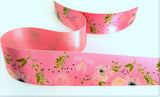 R9514 25mm Sugar Pink Flower Design Satin Ribbon by Berisfords