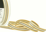 R9523 10mm Ivory-Gold-Black Striped Deckchair Grosgrain Ribbon