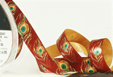 R9526 15mm Russet Red Peacock Feather Satin Ribbon by Berisfords