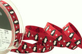 R9536 15mm Red Penguins Rustic Taffeta Ribbon by Berisfords