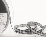 R9545 7mm Menzies Black-White Tartan Polyester Ribbon by Berisfords