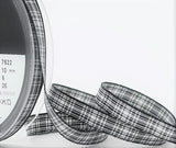 R9553 10mm Menzies Black-White Tartan Polyester Ribbon by Berisfords