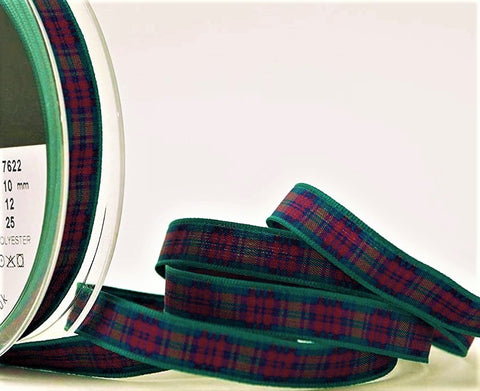 R9581 10mm Lindsay Tartan Polyester Ribbon by Berisfords