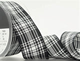 R9590 40mm Menzies Black-White Tartan Polyester Ribbon by Berisfords