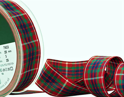 R9596 25mm Fraser Tartan Polyester Ribbon by Berisfords