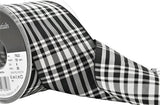 R9597 70mm Menzies Black-White Tartan Polyester Ribbon by Berisfords