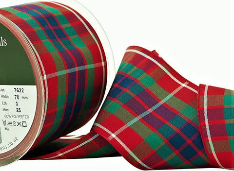 R9603 70mm Fraser Tartan Polyester Ribbon by Berisfords