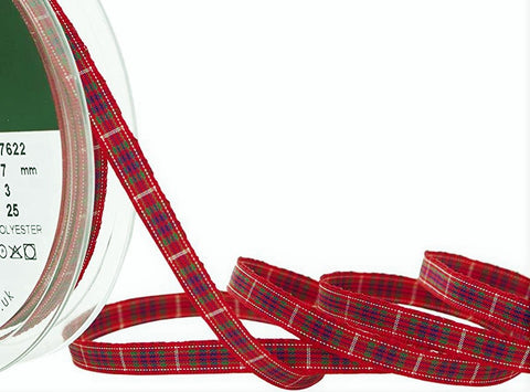 R9606 7mm Fraser Tartan Polyester Ribbon by Berisfords