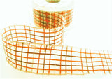 R9652 40mm Copper-Pearl-Brown Sheer Check Ribbon by Berisfords