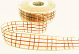R9653 25mm Copper-Pearl-Brown Sheer Check Ribbon by Berisfords
