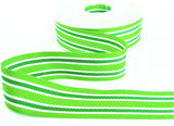 R9657 27mm Greens and White Striped Grosgrain Ribbon by Berisfords