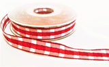 R9662 15mm Reds and White Banded Gingham Ribbon by Berisfords