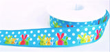 R9664 26mm Blue Spotty Taffeta Easter Bunny Print Ribbon by Berisfords
