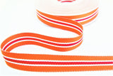 R9674 17mm Orange-Red-White Striped Grosgrain Ribbon by Berisfords