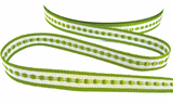 R9680 10mm Natural Grosgrain-Green Band Satin Centre Stripe,Berisfords