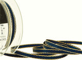 R9683 7mm Navy Satin Ribbon-Metallic Gold Edge by Berisfords