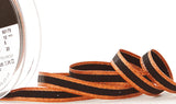 R9689 10mm Metallic Copper and Black Winter Stripe Ribbon by Berisfords