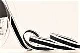 R9690 10mm Metallic Silver and Black Winter Stripe Ribbon by Berisfords