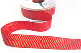 R9727 25mm Red-Iridescent Metallic Herringbone Ribbon by Berisfords