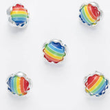 B18172 11mm Rainbow Domed Shank Button with a Silver Gild Rim