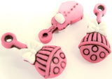 B11532 30mm Pink Babys Rattle Design Novelty Childrens Shank Button