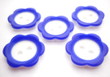 B6962 11mm Royal Blue and White Flower Shape Two Hole Button
