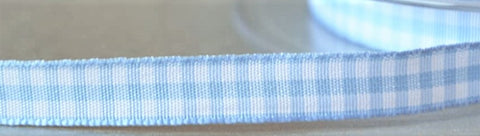 RSK03 10mm Sky Blue Gingham Self Adhesive Backed 3 Metre Roll Ribbon