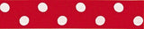 RSK07 15mm Red-White Adhesive Backed Satin Polka Ribbon 3 Mtrs